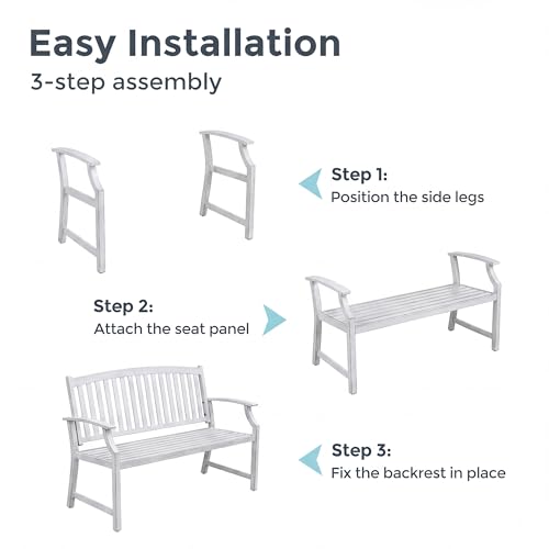 52" Farmhouse Outdoor Bench with Armrest