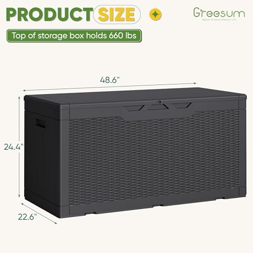 Outdoor Storage Box 100 Gallon Storage Bin with Lid for Patio Furniture (Black / 100 Gallon)