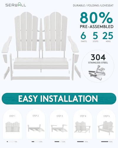 3 Piece Adirondack Bench Set (White / 2 bench & 1 coffee table)