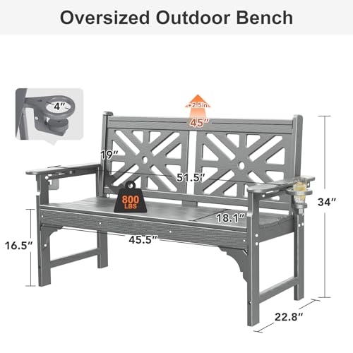 Oversized Outdoor Bench Set of 2 (Grey / 2pcs)