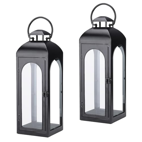 16 Inch Outdoor Indoor Lantern (Black / 16 Inch and 16 Inch)