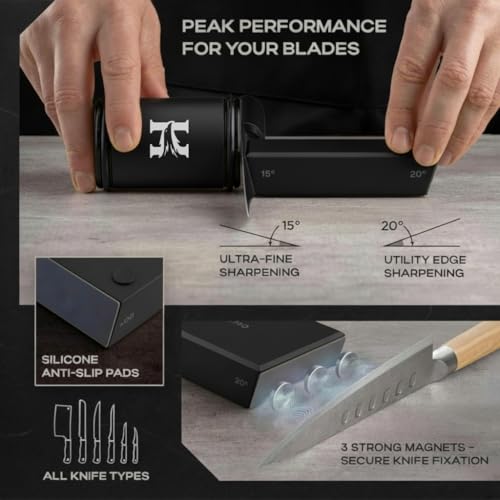 Rolling Knife Sharpener Kit with Diamond & Ceramic Disc (Black)