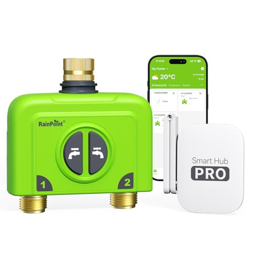 WiFi Water Timer for Garden Hose (Brass Outlet Timer with WiFi Hub / Lime Green)