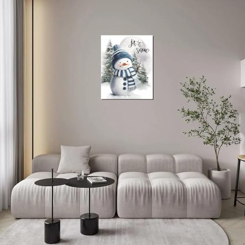 Let It Snow Snowman Wall Art Poster (16"L x 20"W / Snow blue)