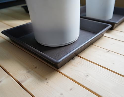 Square Plant Saucer 6 Inch 5 Pack6 8 12 14 16 18 20 Plant Trays for Pots Heavy Duty Plastic Plant Saucers for Indoors Outdoors (6"-5Pack / Brown)