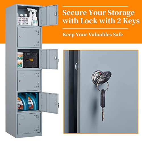 Metal Locker with 6 Doors (Grey(no Legs) / 6 Doors-71")