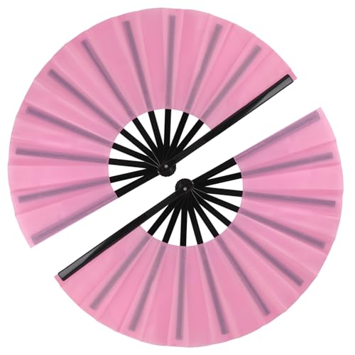 2 Pack Large Folding Hand Fan for Men (2 Pink)