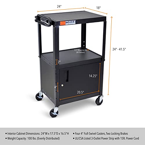 Line Leader AV Cart w (Cabinet / 24" L x 18" D x 42" H)