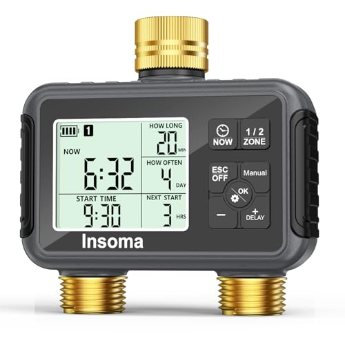 Water Timer with Brass Inlet & Outlet (Grey Black / 2 Outlets)