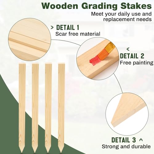 20 Pieces Wooden Garden Stakes 24 Inch Grade and Survey Stakes Wooden Garden and Sign Posts for Plant Support Silt Fence Yard Farm Survey Boundaries Baselines (Smooth Stakes / 24 Inch)