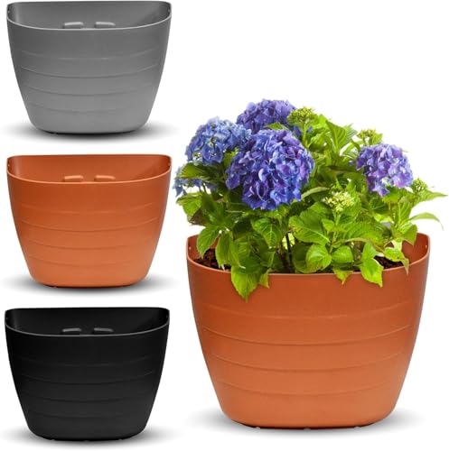 12 Inch Self Watering Wall Planter for Indoor & Outdoor Use (Terracotta / 12 inches - WITH PLUG)