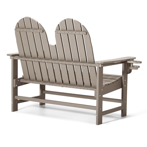 Outdoor Patio HDPE Adirondack Garden Skinny Bench (Weathered Wood / 51.5IN)