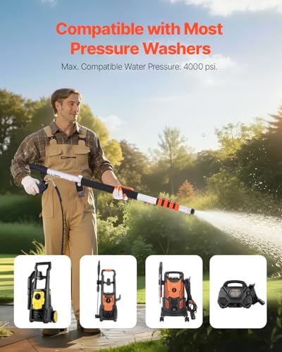Pressure Washer Telescoping Wand (24FT with Brush Head)
