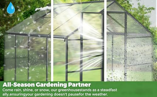 6x6FT Outdoor Greenhouse with Roof Vent (Charcoal Black / 6×6FT)