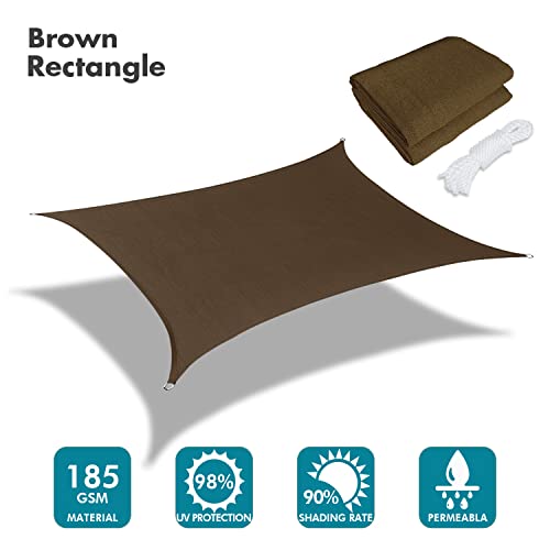 21'X22' Sun Shade Sail Brown Curved Rectangle Customizable (Brown / 21'X22' custom)