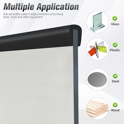 Rubber Edge Trim (Size3/16"(Fit 5/32"~7/32"), L10' / Gloss Black)