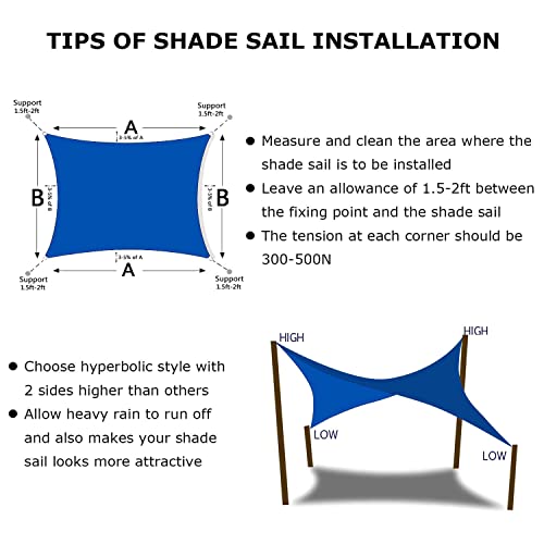 12'X12' Sun Shade Sail Blue Curved Square Customizable (Blue / 12'X12' custom)