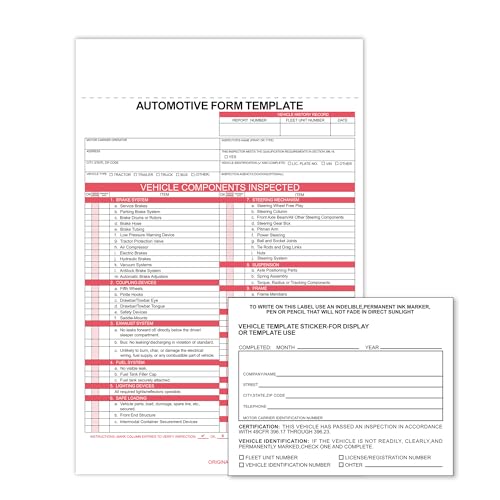White Vehicle Form Template Sticker (5 Sets White Template and Stickers)
