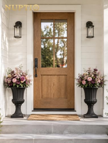 Urn Planters for Front Porch (Black / 2 Pieces-19.7 Inch)