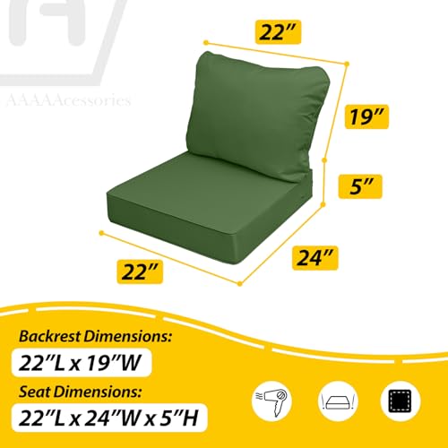 Outdoor Chair Cushions (Dark Moss Green / 22"x24"x5" / 22"x19")