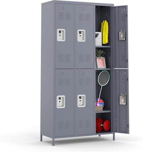 6 Doors Metal Employee Locker (6 Door-Upgraded / Grey)