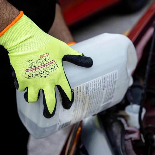 12 Pack Safety Performance Series Construction Mechanics Wrinkle Latex Work Gloves (Medium (12 Pairs) / Green - Black Palm)