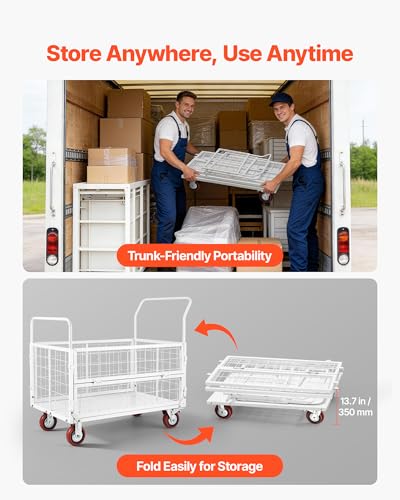 Platform Truck Cart with Cage (44.5 x 26.6 x 42.1 in/ 1130 x 675 x 1070 mm)