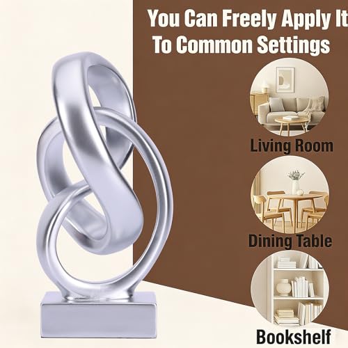 Modern Abstract Knot Sculpture (Silver)