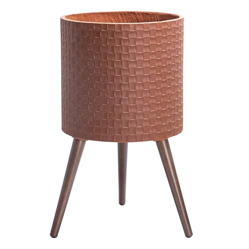 Planter Pot with Wood Stand (X-Large / Terra Cotta)