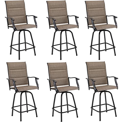 Outdoor Swivel Bar Stools Set of 6 (Padded Brown / 6 Piece)