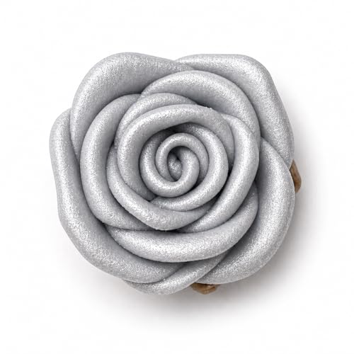 Metallic Edible Shimmering Christmas Silver Roses (Silver)