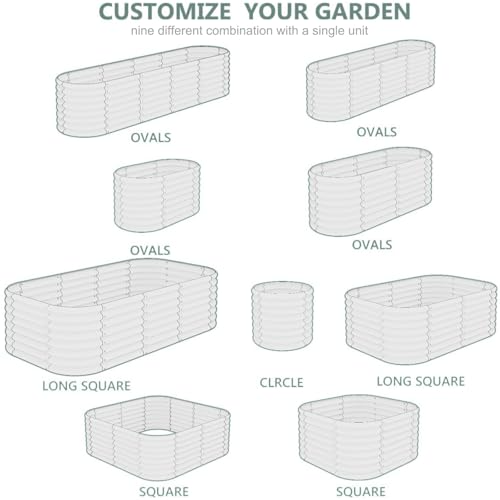 Galvanized Steel Raised Garden Bed 8x2ft Oval