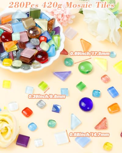 420g Mosaic Tiles for Crafts (280 Count)