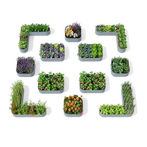12 Pack 18" Tall Metal Raised Garden Beds (Gray / Set of 12)