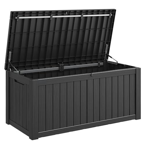 160 Gallon Outdoor Storage Box Waterproof Deck Box for Patio (Black / 160 Gallon)