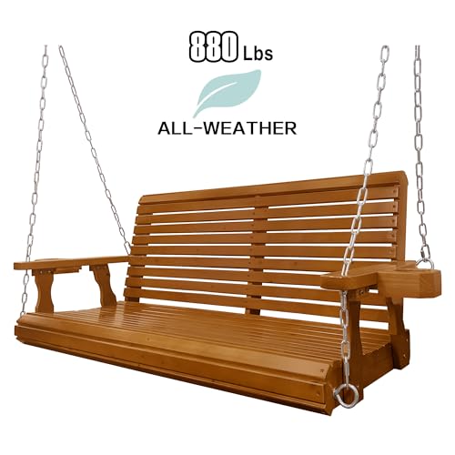 Wooden Porch Swing (Cedar Tone / 4.5 FT Extra Large)