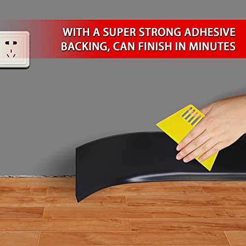 Vinyl Wall Base Rubber Baseboard Molding Trim Self Adhesive 3" Wide (Black / 3in x 40ft)