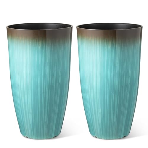 23.5" H Tall Outdoor Planter (23.5" H / Gradient Turquoise)