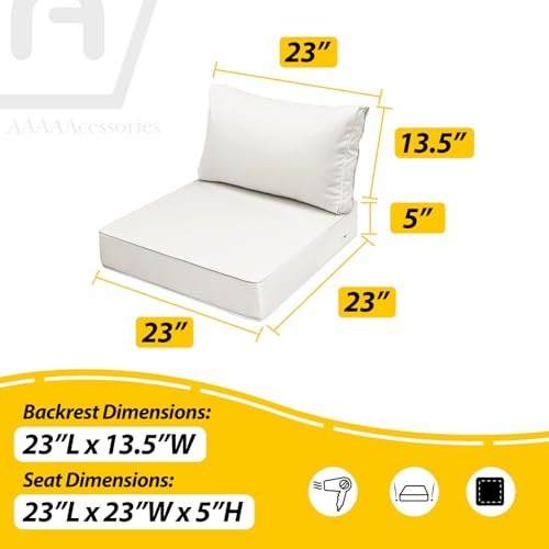 Outdoor Chair Cushions (Linen White / 23"x23"x5" / 23"x13.5")