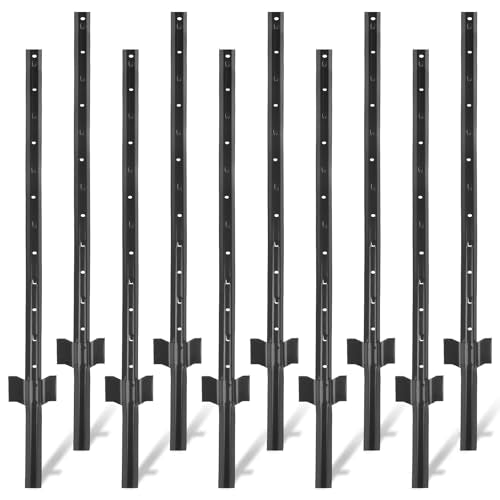 Metal Fence Posts 4 FT Black (Black / 4FT-10Pack)
