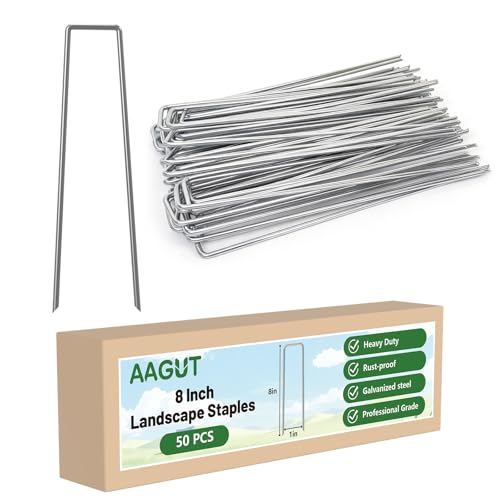 Landscape Staples 8 Inch Galvanized Anti (8'' x 50Pcs-11Ga / Silver)