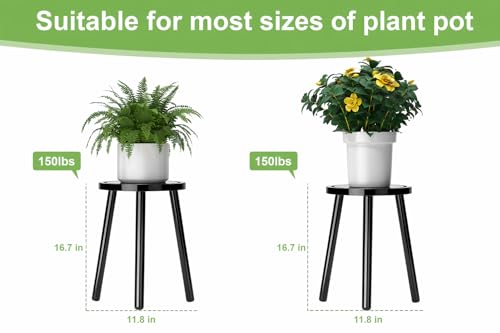 2 Pack Wood Plant Stands Indoor (Black / 2 Pack)