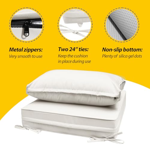 Outdoor Chair Cushions (Linen White / 24"x24"x5" / 24"x13.5")