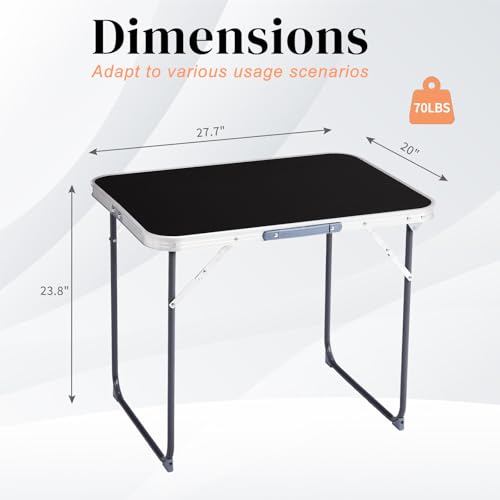 2.0 Ft Folding Portable Camping Table (Black / 2 FT)