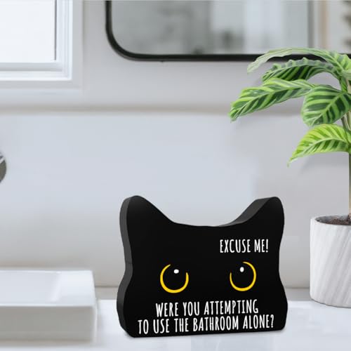 Black Cat Decor Cat Bathroom Decor Were you Attempting to Use the Bathroom lone Funny Acrylic Decors Sign for Home Bathrooms Cats Lover Gifts For Women Men Christmas (CatExuseMe)