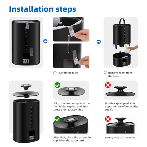 6L Warm & Cool Mist Humidifiers for Bedroom (6l / C-Midnight Black)