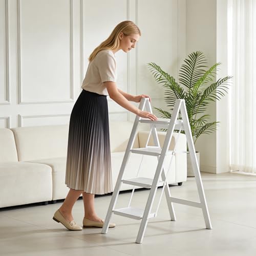 White Step Ladder White 4 Step Folding (4 step ladder / White)
