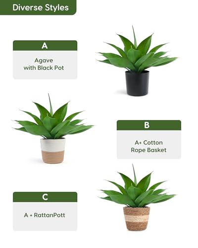 Fake Agave with Black Pot