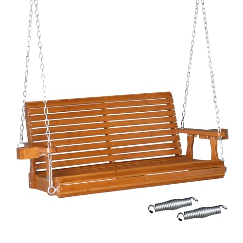 XL 4 FT Pro Wooden Porch Swing with Cup Holders