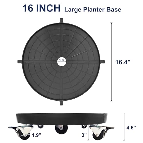 16 Inch Plant Caddy with Wheels Outdoor Indoor 2 Pack